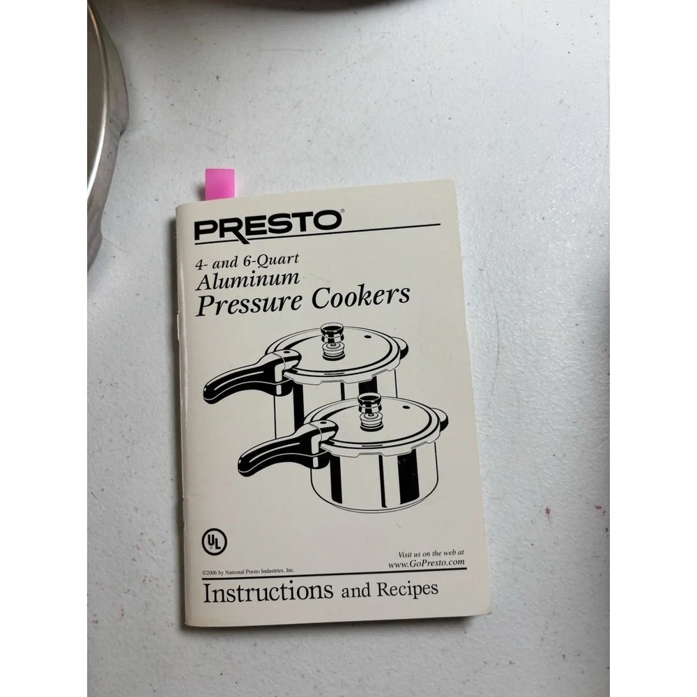 Presto 6‎ Quart Stainless Steel Pressure Cooker 409A w/ Jiggler Rack & Manual